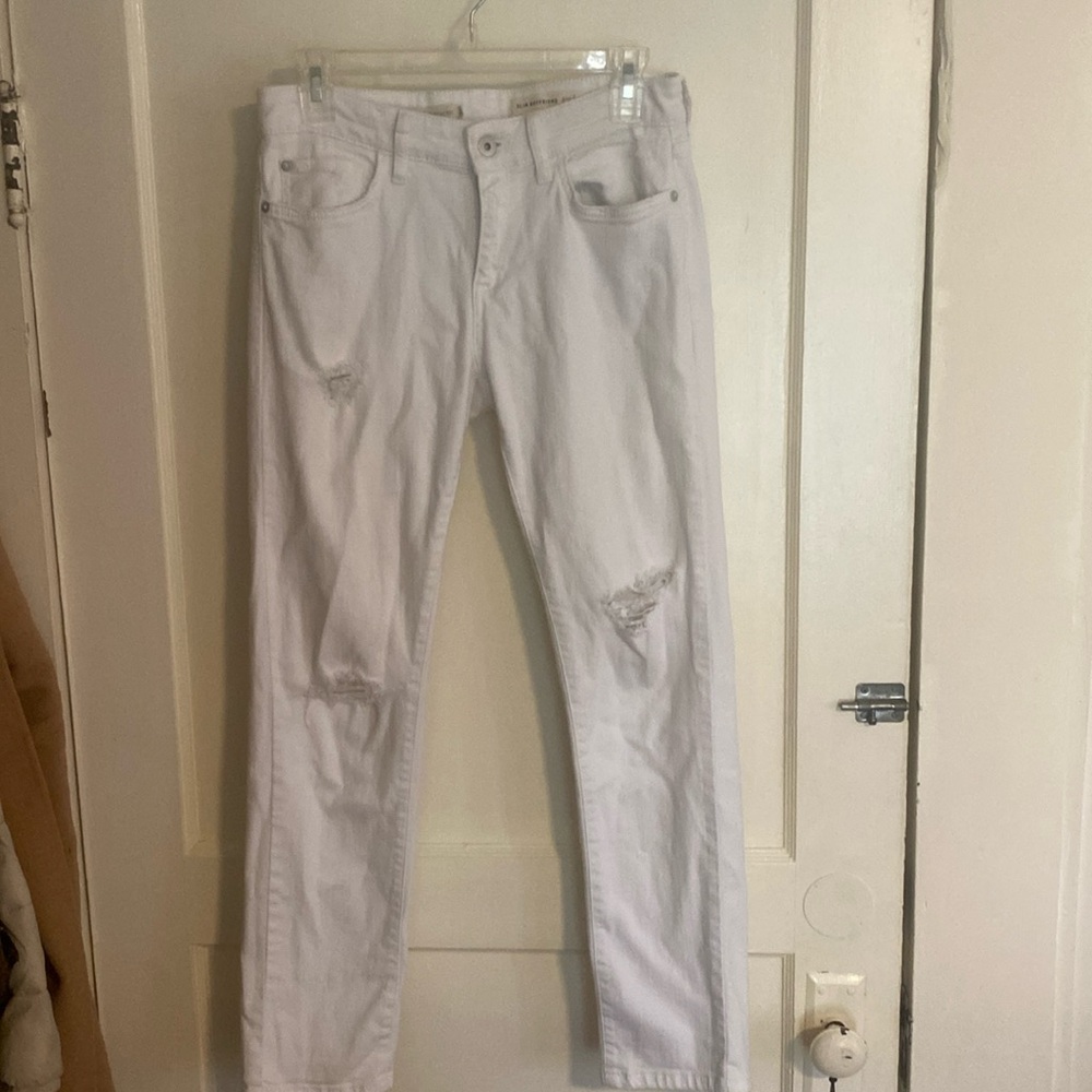 Anthropologie white ripped boyfriend jeans